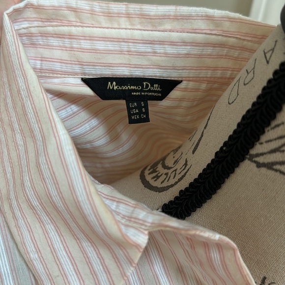 Pale Pink Striped Woven Button Down Size S - Picture 4 of 5
